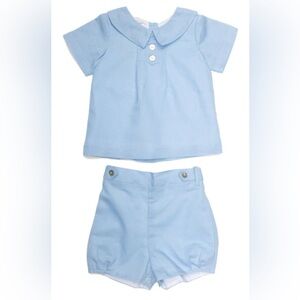 NWOT The Oaks Apparel Blue Linen Shorts Set - Boys size 4T